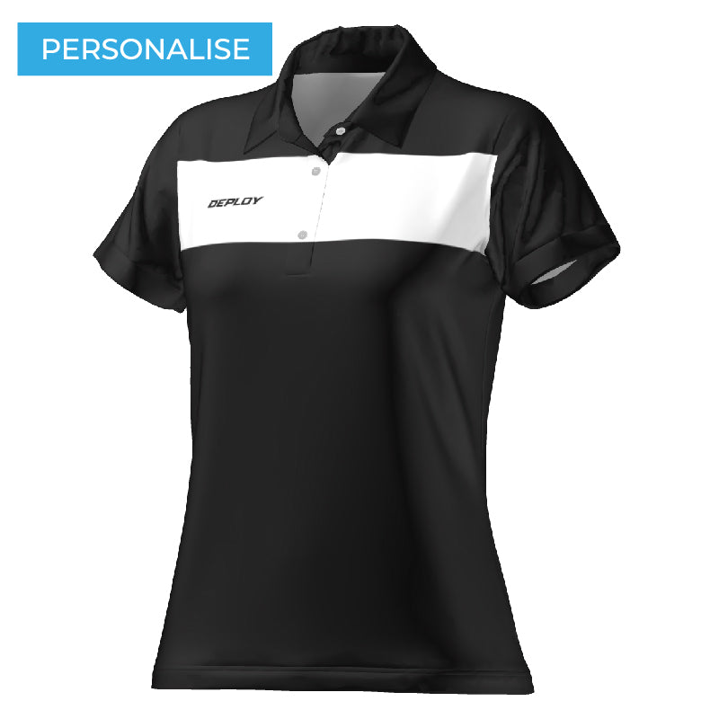 BREEZE POLO - WOMEN'S - BLACK & WHITE 9